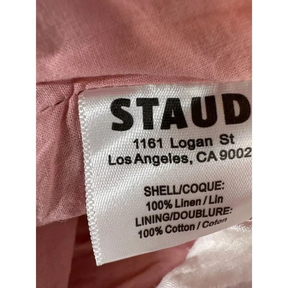 Staud Margaux Skirt Linen Floral Eyelet Embroidered Mini A-Line Pink White 10